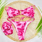 Ensemble de maillot de bain modèle Rosa imprimés tropicaux roses sur présentoir